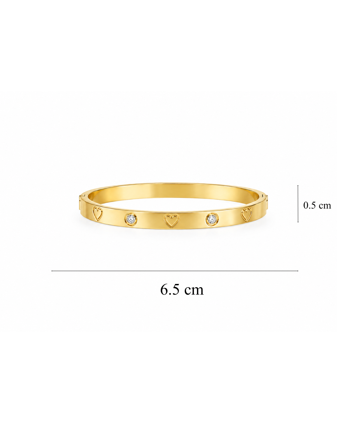 PULSERA ESCLAVA CLOVER CORAZÓN DORADO