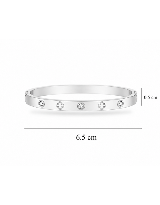 PULSERA ESCLAVA CLOVER PLATEADO