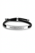 Pulsera personalizada plateada con hilo negro