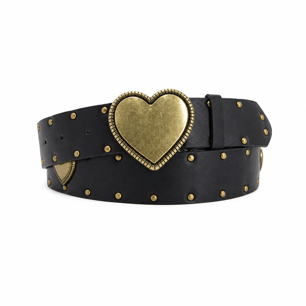 Cinturón corazón dorado fondo blanco 4