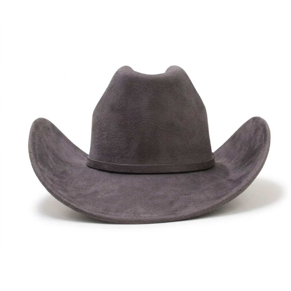 Sombrero gris de frente con fondo blanco